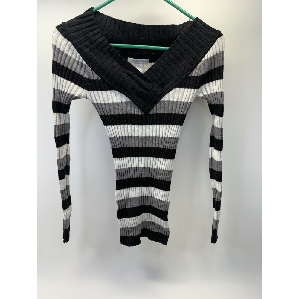 Love By Design Striped V-Neck Rib Knit Sweater Dress Women’s S